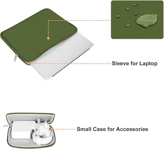 MOSISO Laptop Case 13.3 inch, 13-13.3 inch Laptop Sleeve Bag Compatible with MacBook Air/Pro 13/Pro 14 M5 M4 M3 M2 M1, HP Dell ASUS Lenovo, Neoprene Computer Sleeve Bag with Small Case, Army Green