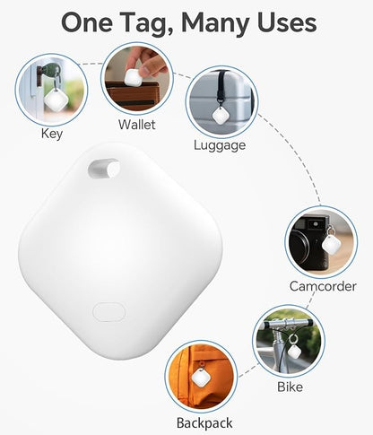 Air Tracker Tag, IP67 Waterproof Bluetooth Tracker, Keychain Finder, Item Locator Compatible with iOS and Android for Backpacks, Suitcases and Wallets, Cars, Keys and Cameras (White-1)