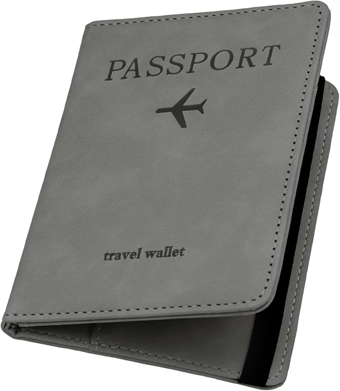 ILIYAH-Passport Cover-Passport Holder Travel Wallet-RFID Blocking Passport Case Travel Accessories Card Holder Wallet Unisex Travel Gifts（Grey）