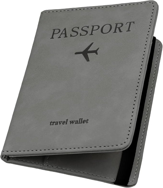 ILIYAH-Passport Cover-Passport Holder Travel Wallet-RFID Blocking Passport Case Travel Accessories Card Holder Wallet Unisex Travel Gifts（Grey）