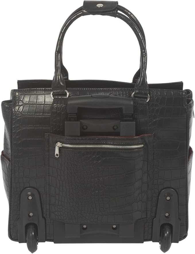 JKM & Company Rolling Laptop Bag for Women | Designer Wheeled Briefcase | Fits 13-17" Laptops | Office Travel Computer Case