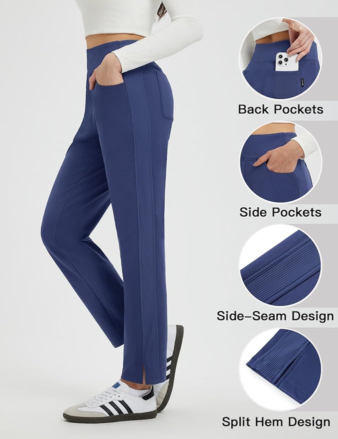 baleaf Women's Fleece Lined Pants Winter Thermal Travel Pants Water Resistant Cold Weather Golf Hiking Pockets Work