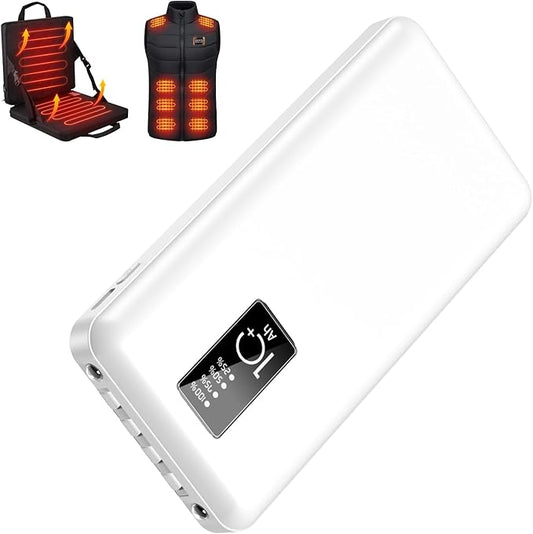 Heated Vest Battery Pack, USB 5V 10000mAh Power Bank, Battery Pack for Heating Hoodie/Jacket/Blanket/Chair/Stadium Seat Cushion PD20W Fast Charger(1-Pack White)