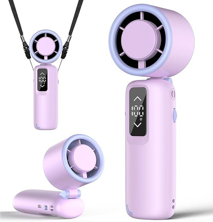 Portable Handheld Turbo Fan, 1-100 Gear Wind, Battery Operated, Up to 23 Working Hours, 3 IN 1 Personal Fan with Air Turbo Tech, Cooling Essentials for Indoor/Outdoor(Purple)