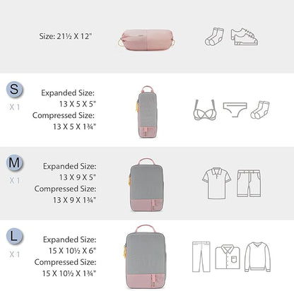 BAGSMART 6 Set /4 Set/2 Set Compression Packing Cubes for Travel, Lightweight Luggage Organizer Bags, Durable Space Saver Bags Travel Essentials