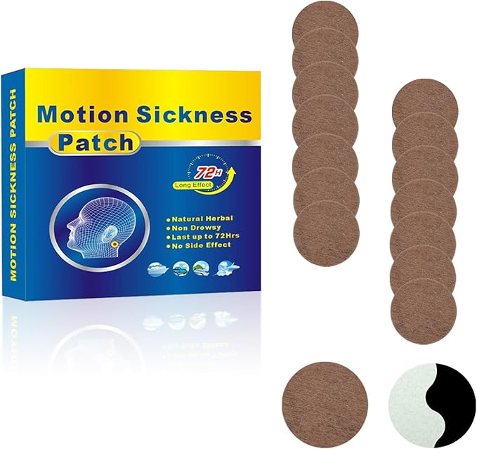 Motion Sickness Patches Behind Ear is Effective for Cruise in Adults and Kids,Travel Friendly. (20Pcs)