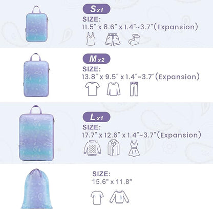 Cambond Compression Packing Cubes for Travel Women - Expandable Travel Bags Luggage Organizers Travel Essentials Compression Cubes for Travel Carry on Suitcases Organizer