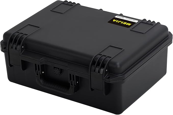 MEIJIA Portable Premium Waterproof Hard Compact Compact Case with customizable fit foam,Lightweight and Strong Design,21.2"x16.0"x8.3",Elegant Black
