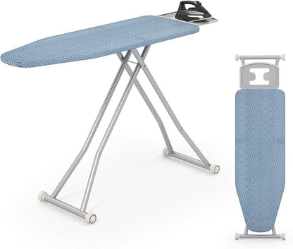 COSTWAY Foldable Ironing Board, 57" x 16.5" Heavy-Duty Ironing Stand w/ 7 Adjustable Heights, Iron Rest, Resistant Fabric, Sturdy Metal Legs, Compact & Space Saver Iron Table for Home, Laundry Room