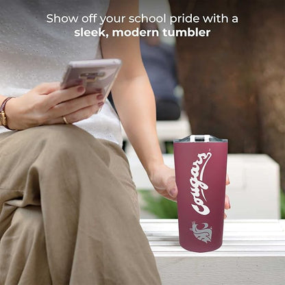 Campus Colors NCAA Stainless Steel Tumbler perfect for Gameday - 18 oz - Double Walled - Keeps Drinks Perfectly Insulated (Washington State Cougars - Maroon)
