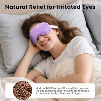 Microwave Heated Eye Mask, Steam Warm Compress for Dry Eyes, Work with Relieve, Blepharitis & Stye Treatment (Purple) - 2 Pack