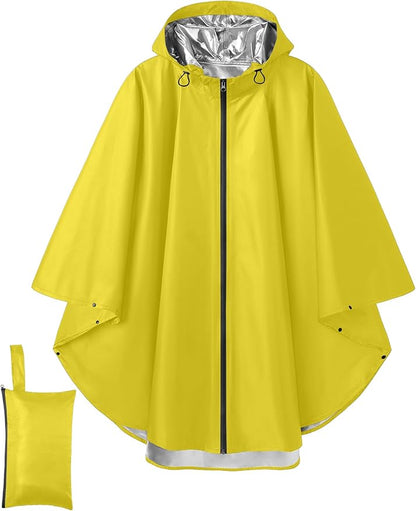 COOFANDY Rain Ponchos for Adults Full Zip Lightweight Rain Jackets Waterproof Packable Raincoats with Hood Hiking Camping