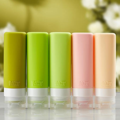 INSFIT Travel Bottles for Toiletries, TSA Approved 3oz Travel Size Toiletries, BPA Free Leak Proof Squeezable Silicone Tubes Travel Essentials for Shampoo Conditioner Lotion Soap