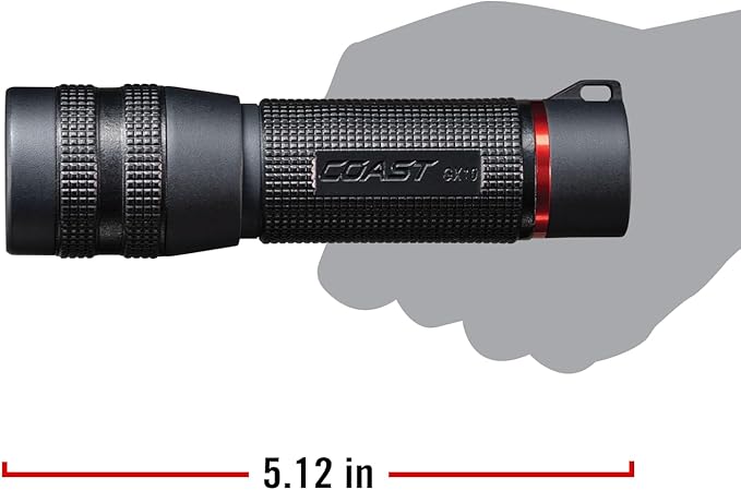 Coast GX10 550 Lumen Compact & Waterproof Dual Power LED Flashlight with Grip-Textured Handle, 4 Light Modes, Twist Focus™ & Pure Beam® Technology