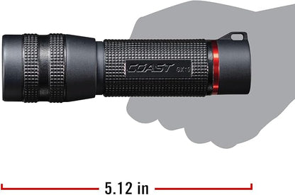 Coast GX10 550 Lumen Compact & Waterproof Dual Power LED Flashlight with Grip-Textured Handle, 4 Light Modes, Twist Focus™ & Pure Beam® Technology