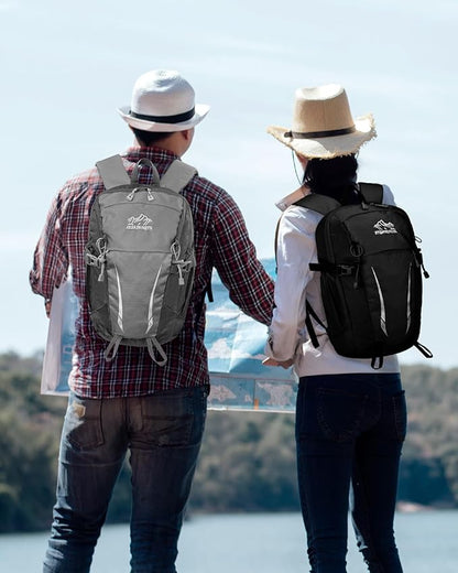 15L Small Padded Hiking Backpack with Chest Strap for Men, Lightweight Waterproof Daypack for Travel, Black