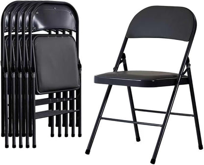 6 Pack Black Folding Chairs with Padded Cushion and Back, Foldable Indoor Outdoor Chairs with 330-LBS Capacity, Portable Heavy Duty Metal Frame Commercial Seat for Kitchen, Party, Events, Wedding