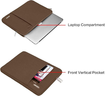 MOSISO Laptop Case 14 inch, 14 inch Laptop Sleeve Compatible with HP Lenovo Dell ASUS Acer, HP Stream, Dell Latitude, Lenovo IdeaPad, Polyester Vertical Computer Sleeve Bag with Pocket, Brown