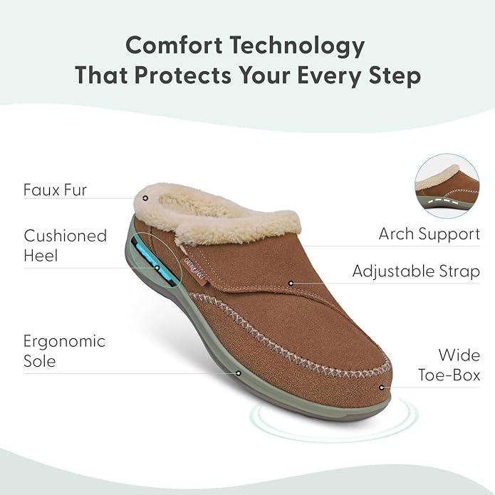 Orthofeet Women's Orthopedic Faux Fur Lined Charlotte Slippers