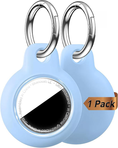 Upgrade for Airtag Holder Case with Keychain, Waterproof Anti-Scratch&Shock GPS Cover Key Chain, for Airtags Accessories for GPS Item Tracker Cases for Backpacks, Bags, Luggages, Light Blue