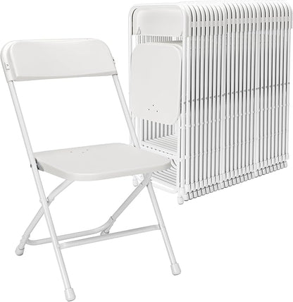 Folding Chairs 30 Pack,White Plastic Folding Chairs for Indoor Outdoor,Portable Stackable Commercial Seat with Steel Frame 350lb.Capacity for Party Events Wedding Dining Picnic Office(30 Pack)