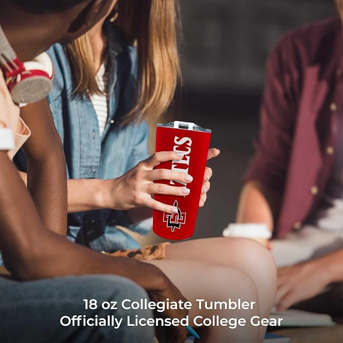 Campus Colors NCAA Stainless Steel Tumbler perfect for Gameday - 18 oz - Double Walled - Keeps Drinks Perfectly Insulated (San Diego State Aztecs - Red)