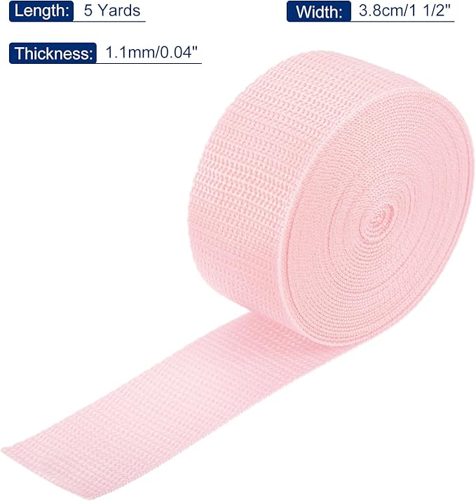 MECCANIXITY Lightweight Polypropylene Webbing Strap 1 1/2" 5 Yard Backpack Strapping Band Pale Pink for Outdoor Luggage Cargo Straps