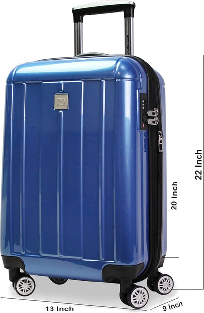 World Traveler Contour 20-Inch Carry-On Polycarbonate Hardside Expandable Spinner Luggage with TSA Lock - Blue