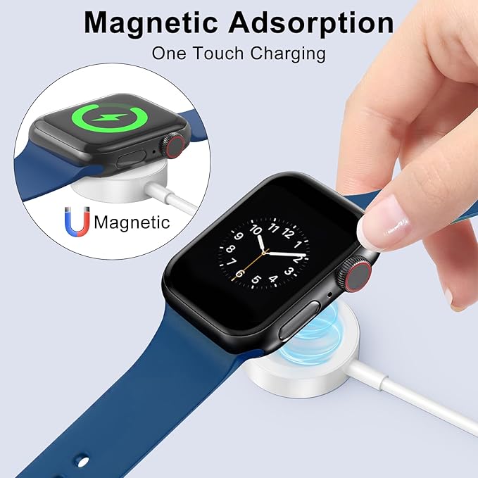 2Pack 6.6ft/2m for Apple Watch Charger USB Magnetic Wireless Fast iWatch Charger Portable Compatible with iWatch Ultra/Series 9/8/7/6/SE/SE2/5/4/3/2/1-White
