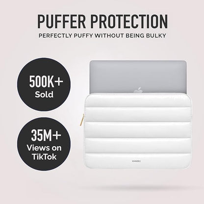 VANDEL - The Original Puffy Laptop Sleeve 13-14 Inch. White Laptop Sleeve for Women. Carrying Case Cover MacBook Pro 14 in, MacBook Air 13 Inch, iPad Pro 12.9, Dell, Asus, HP