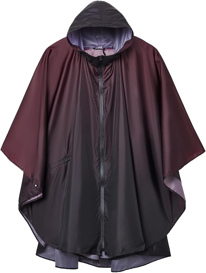 SaphiRose Rain Poncho Jacket Coat Hooded for Adults with Pockets