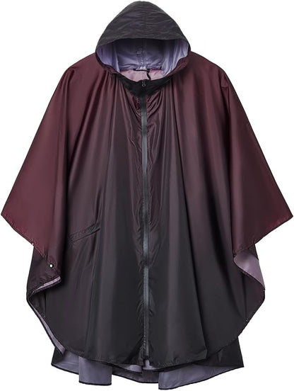 SaphiRose Rain Poncho Jacket Coat Hooded for Adults with Pockets