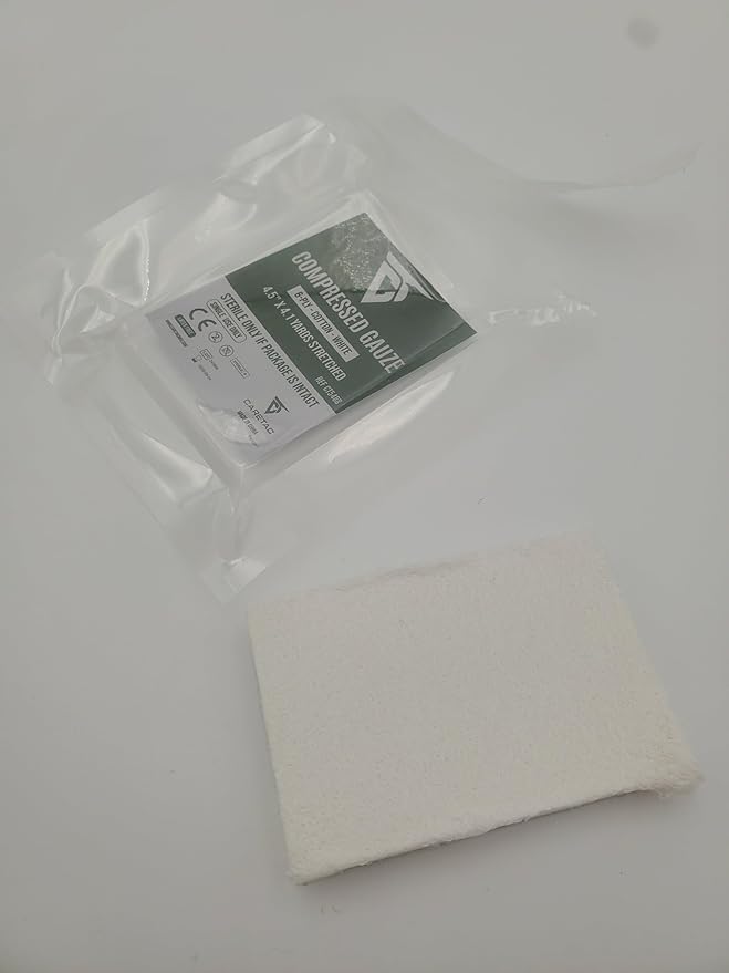 CareTac Sterile Compressed Gauze for Emergency Wound Dressing 4.5" x 12.3' – Z-Folded, Stretchable, Highly Absorbent, 100% Cotton for Wound Packing, Bleed Stop, IFAK, Tactical First Aid, Trauma Kit