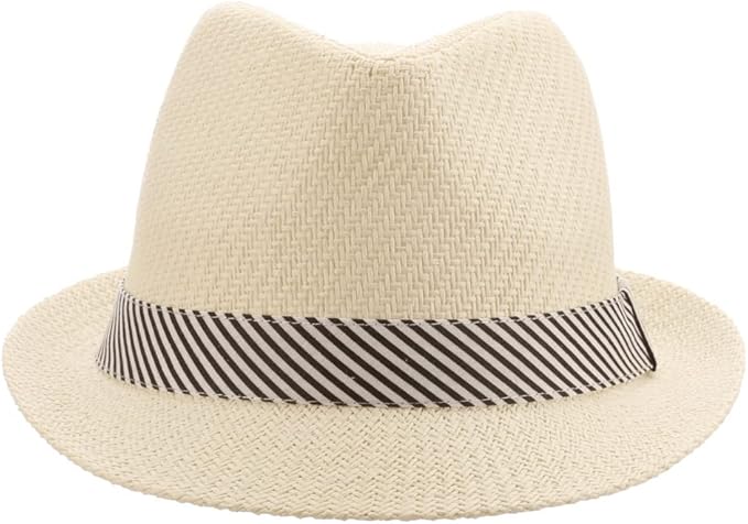 Panama Jack Women's Fedora Hat - Soft Matte Toyo Straw, Striped Cotton Hat Band, Inner Sweatband, 1 3/4" Brim