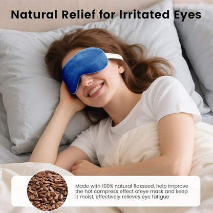 Microwave Heated Eye Mask, Steam Warm Compress for Dry Eyes, Work with Relieve, Blepharitis & Stye Treatment (Blue)