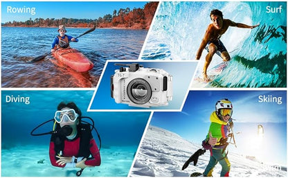 Sea frogs Camera Housing Compatible with Olympus TG7, with Red Filter, Waterproof IPX8 Rated, 60m/197ft Depth Protection Underwater Camera Case, White