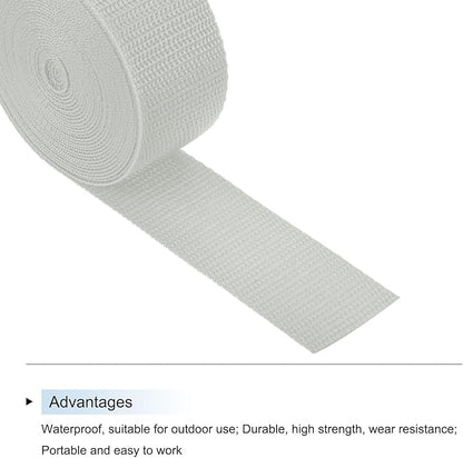 MECCANIXITY Lightweight Polypropylene Webbing Strap 2" 5 Yard Backpack Strapping Band Pale Grey for Outdoor Luggage Cargo Straps