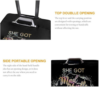 Travel Suitcase Protector Black Girl Elastic Protective Washable Luggage Cover With Concealed Zipper Suitable For 18-32 Inch (S (for 18--21 inch luggage))