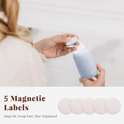 New Travel Toiletry Containers [Ultra Leakproof] TSA-Approved, PLA Hard Shell Jars with 5 Magnetic Labels, Wide Mouth Bottles for Lotion, Cleanser, Shampoo, Conditioner, Blue, 3 Pack, 2OZ