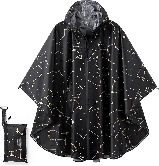 Fashion Hooded Rain Poncho Waterproof Raincoat Jacket with pocket for Women/Men/Adult