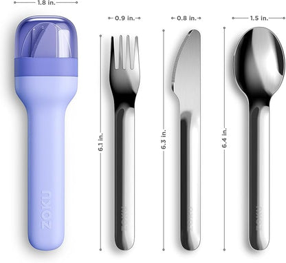 ZOKU Pocket Utensil Set, Blue - Stainless Steel Fork, Knife, and Spoon Nest in Case - Portable Design for Travel, School, Work, Picnics, Camping and Outdoor Home Use