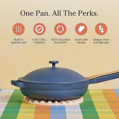 Our Place Large Always Pan | 12.5" Ceramic Pan with Modular Lid & Beechwood Spatula | Patented 10-in-1 Nonstick, Non-Toxic Cookware Made Without PFAS | Induction & Oven-Safe up to 450°F | Char