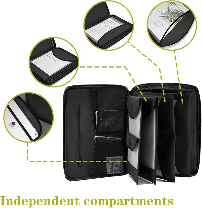 Portable Document Bag, Important Document Organizer, Storage Pouch File Folder for Important Papers, Emergency Binder, Birth Certificates, Social Security Cards, Passports, Photos (Yellow)