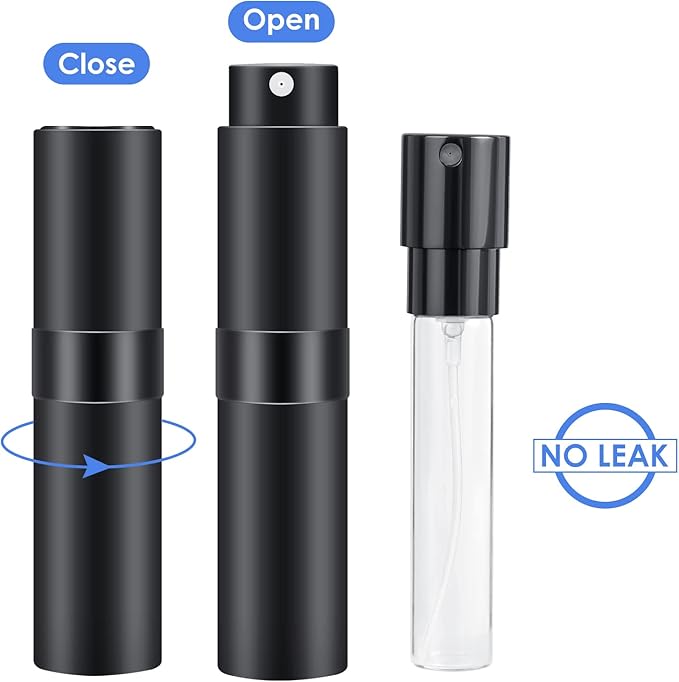 Saiveina 8ml Travel Refillable Perfume Bottles, Mini Cologne Perfume Spray Bottle, Empty Pocket Perfume for Travel and Outgoing(5 Pack)