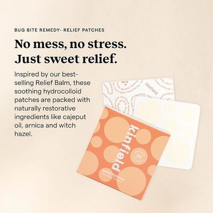 Kinfield Bug Bite Remedy Relief Patches - Hydrocolloid Skin Soothers Against Itch and Irritation - Cruelty, and Paraben Free - Vegan After Bite Treatment - 30 x Patches