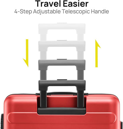 NINETYGO Carry On Luggage 22x14x9 Airline Approved, 20 Inch Luggage with Smooth Spinner Wheels, Lightweight, Hard Shell PC Suitcase Carry-On, Travel Luggage, TSA Approved (Raspberry, Rhine Basic)