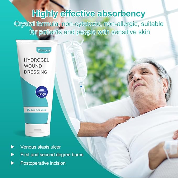 Dimora 2 Packs 6oz Hydrogel First Aid Ointment, Burn Injury Soothing Gel, Skin Repair Cream for Emergency Burn, Postoperative Incisions, Bruises, Debridement Wound Care