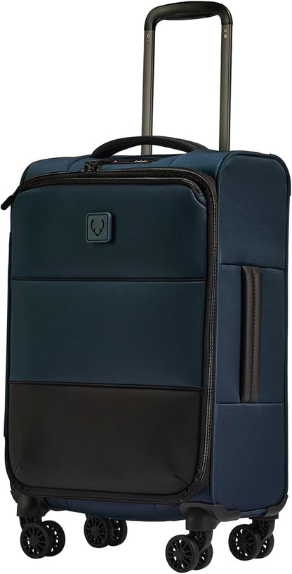 ANTLER - Soft Stripe Carry On Luggage 22x14x9 Airline Approved - Cabin Suitcase with Expander, Adjustable Handle, 4 Spinner Wheels, Lightweight, TSA Lock - Recycled Polyester Luggage - Indio Blue