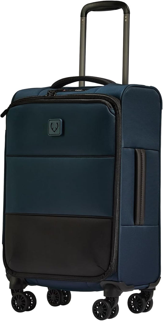 ANTLER - Soft Stripe Carry On Luggage 22x14x9 Airline Approved - Cabin Suitcase with Expander, Adjustable Handle, 4 Spinner Wheels, Lightweight, TSA Lock - Recycled Polyester Luggage - Indio Blue