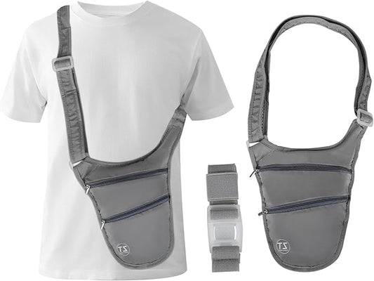 Crossbody Bag for Men Women Anti-Theft Money Belt for Travel Hidden Slim Passport Holder Mini Sling Bag Chest Belt Under Clothes to Protect Cash, Credit Cards, Phone
